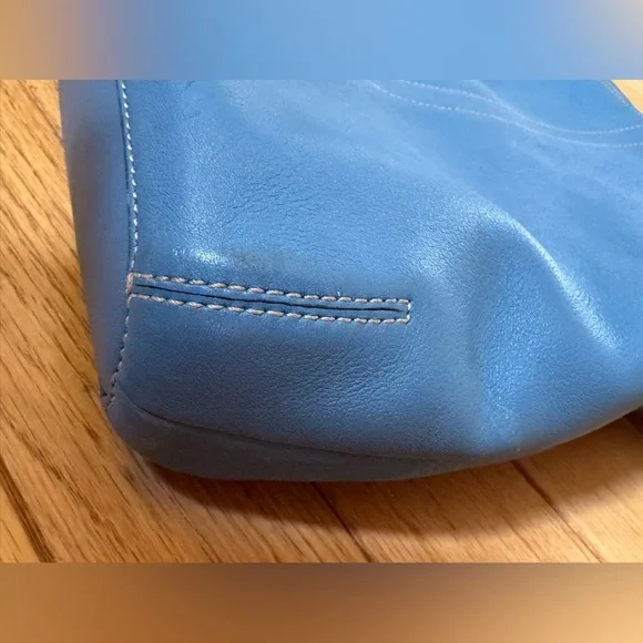 CoachLegacy light blue leather Shoulder Crossbody slim duffle Hobo bag